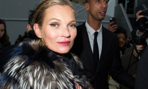 Kate Moss wearing a fur coat at Paris fashion week
