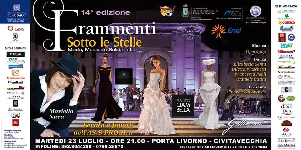Il 23 Luglio la 14esima edizione di “Frammenti sotto le stelle” a Civitavecchia