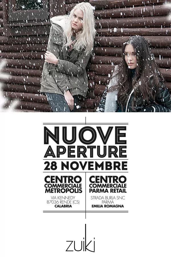 Nuovi negozi Zuiki a Rende e Parma