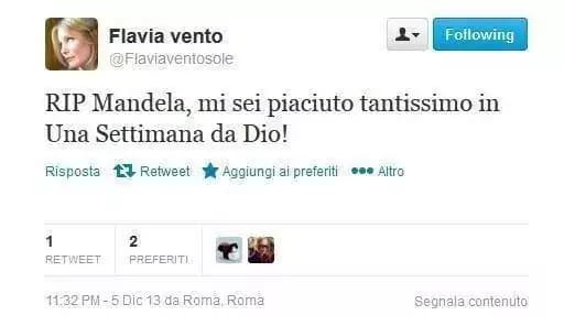Flavia Vento shock: “RIP Mandela, mi sei piaciuto tantissimo in Una Settimana da Dio”