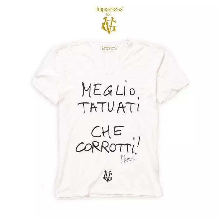 Meglio tatuati che corrotti: la nuova t-shirt di Happiness