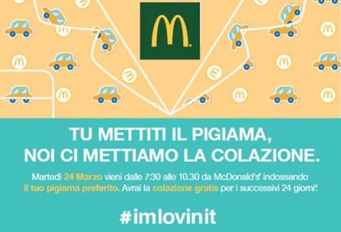 Mc Donald’s, vai in pigiama e mangi gratis per 24 giorni [DATE e CITTA’]