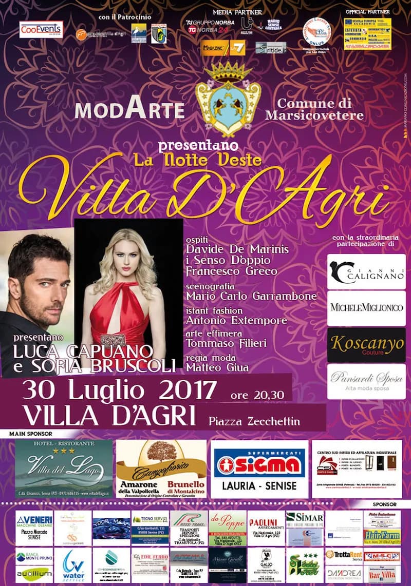 L’Alta Moda Italiana a “La Notte Veste Villa d’Agri”