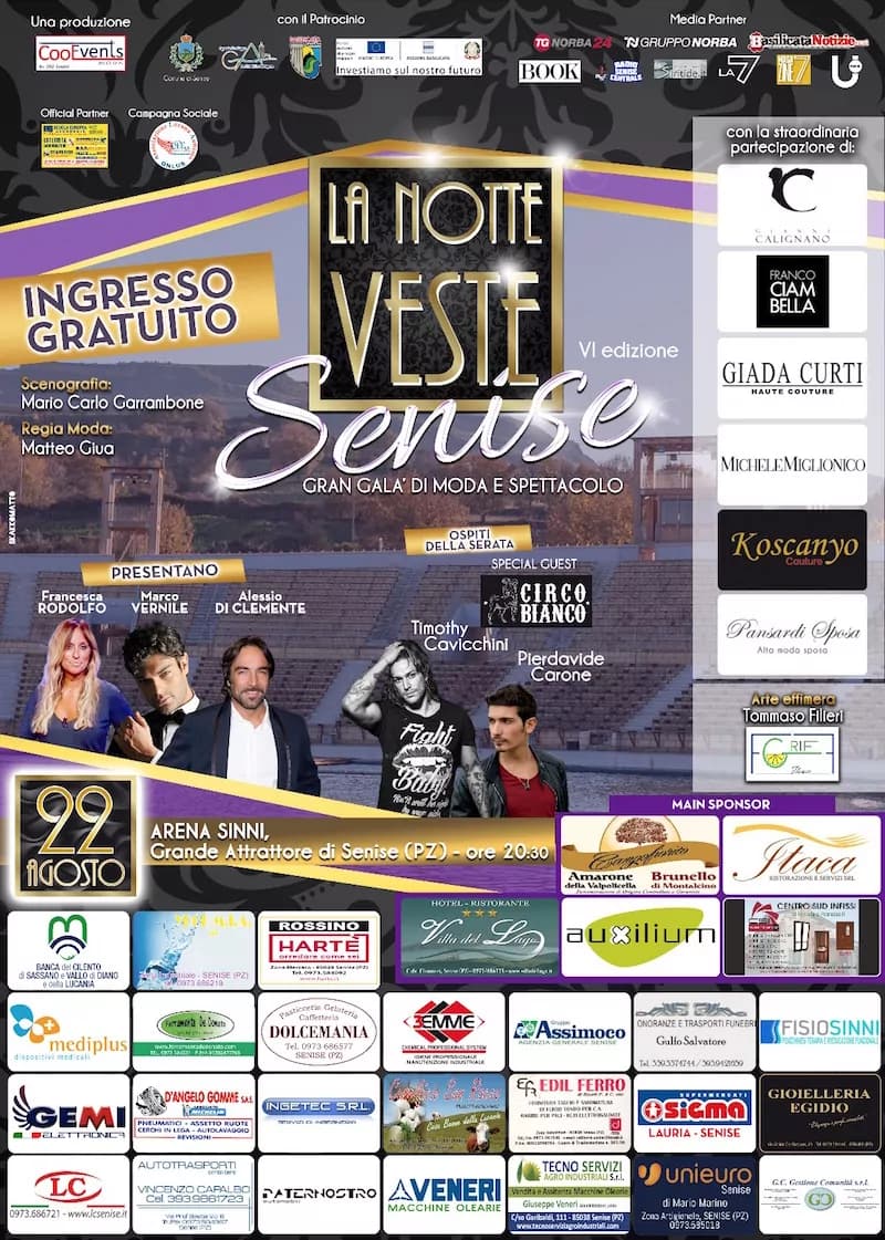 L’Alta Moda Italiana sfila sull’acqua a “La Notte Veste Senise” VI edizione