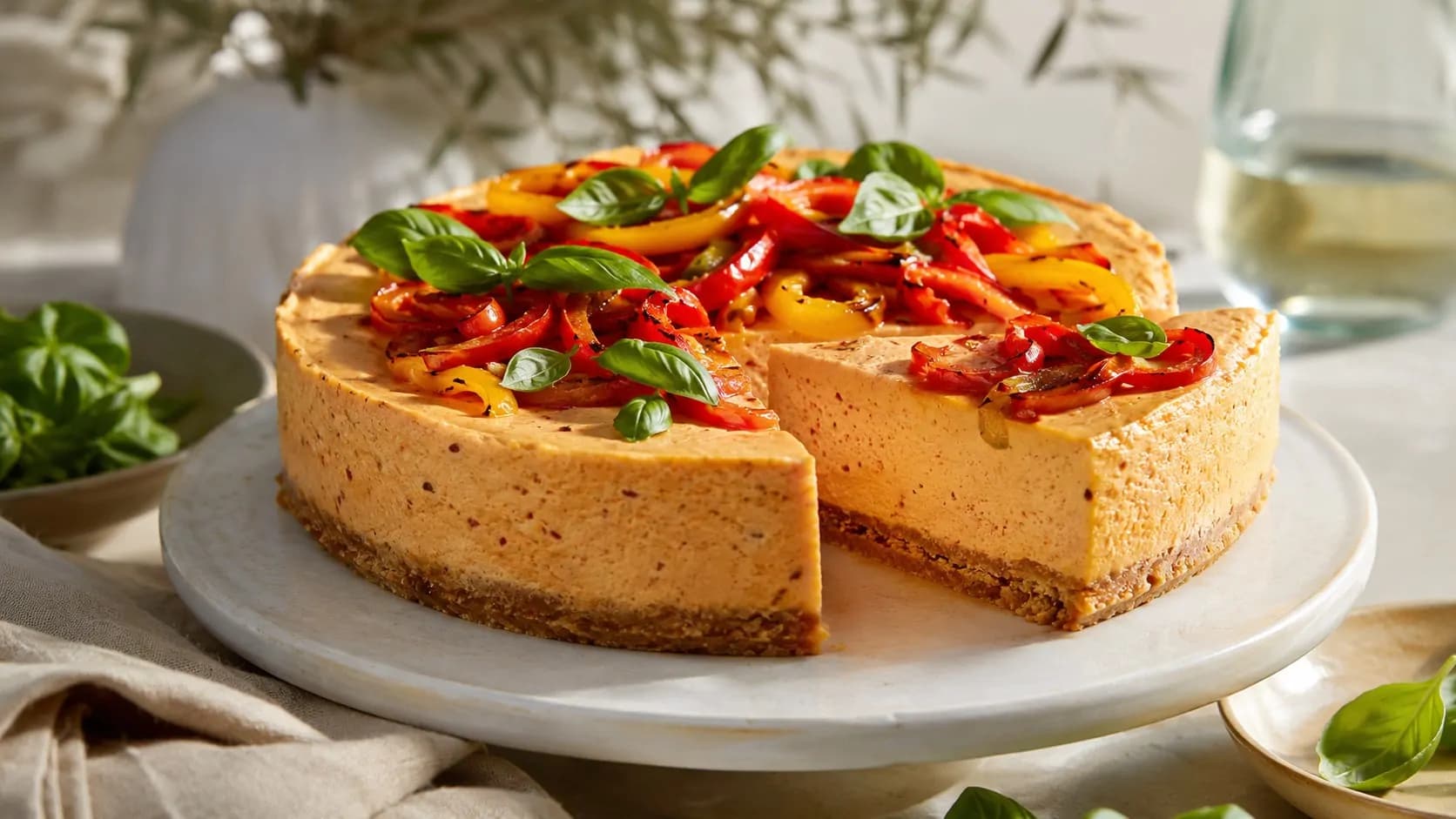 Cheesecake salata ai peperoni: e il bello è che si cuoce solo in frigorifero