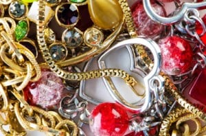 Jewellery arranged at the background